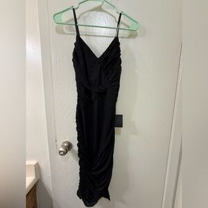 Lulu's Black Ruched Midi Dress